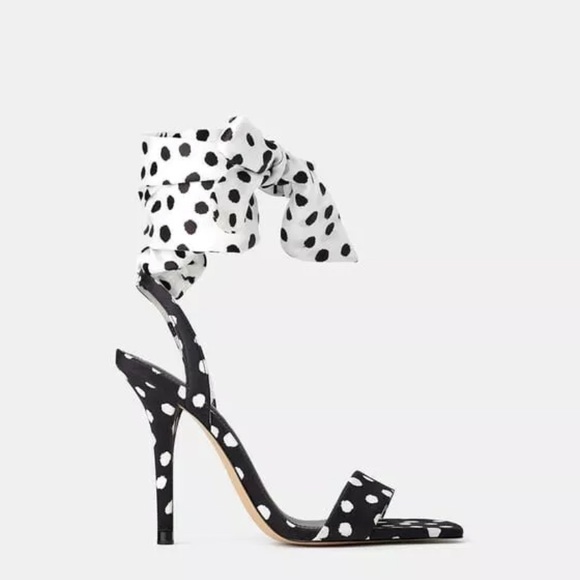 Zara polka dot high heel heel sandals - Picture 6 of 8